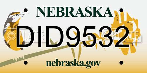 DID9532 Nebraska License Plate