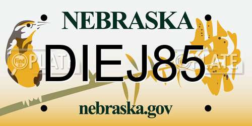 DIEJ85 Nebraska License Plate