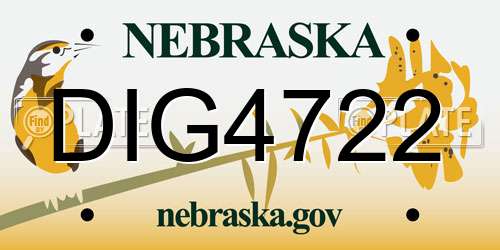 DIG4722 Nebraska License Plate