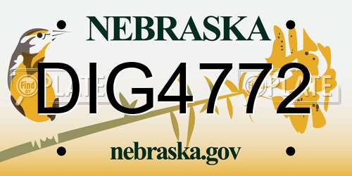 DIG4772 Nebraska License Plate