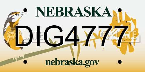 DIG4777 Nebraska License Plate