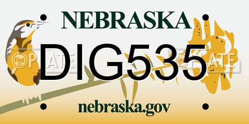 DIG535 Nebraska License Plate