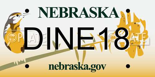 DINE18 Nebraska License Plate