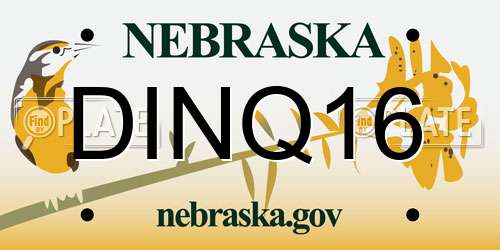 DINQ16 Nebraska License Plate