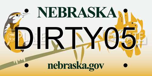 DIRTY05 Nebraska License Plate