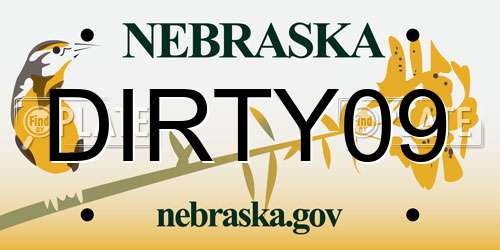 DIRTY09 Nebraska License Plate