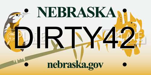 DIRTY42 Nebraska License Plate