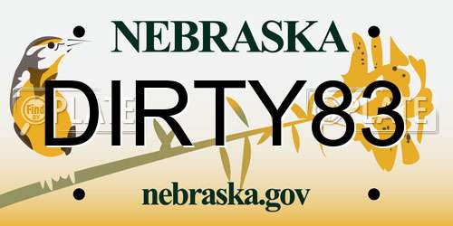 DIRTY83 Nebraska License Plate