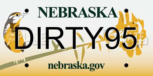 DIRTY95 Nebraska License Plate