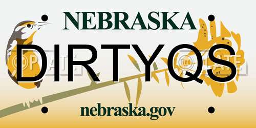 DIRTYQS Nebraska License Plate