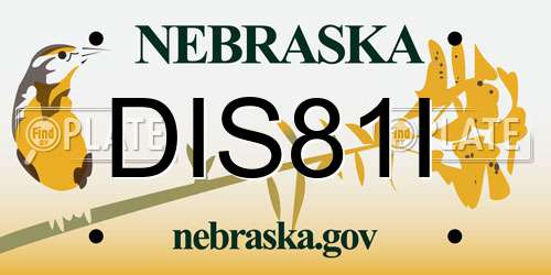 DIS81I Nebraska License Plate