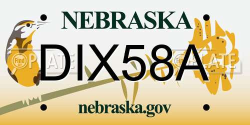 DIX58A Nebraska License Plate