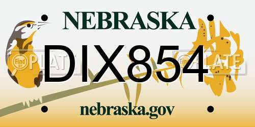 DIX854 Nebraska License Plate