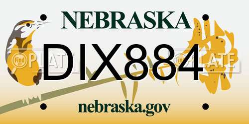 DIX884 Nebraska License Plate
