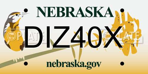 DIZ40X Nebraska License Plate