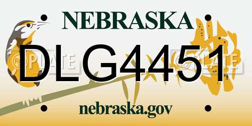 DLG4451 Nebraska License Plate