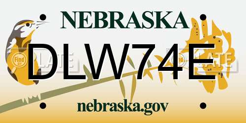 DLW74E Nebraska License Plate