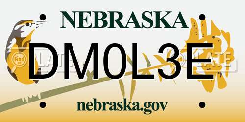 DM0L3E Nebraska License Plate