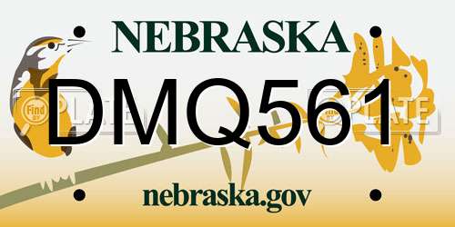 DMQ561 Nebraska License Plate