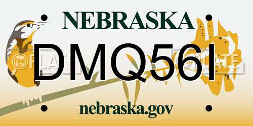 DMQ56I Nebraska License Plate