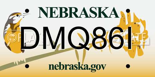 DMQ86I Nebraska License Plate