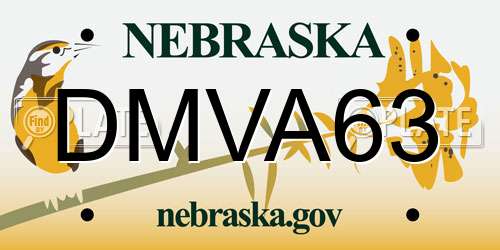 DMVA63 Nebraska License Plate