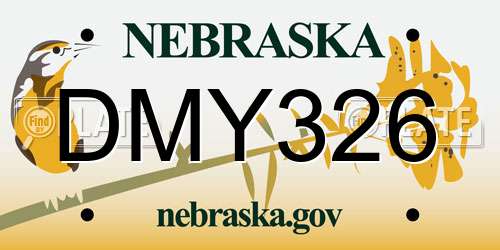 DMY326 Nebraska License Plate