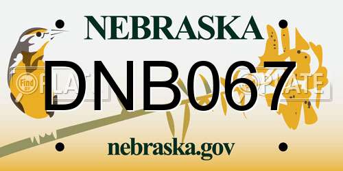 DNB067 Nebraska License Plate