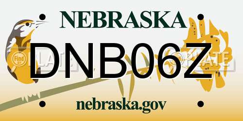 DNB06Z Nebraska License Plate