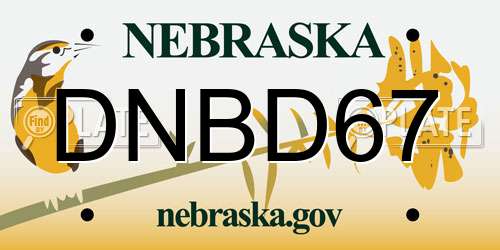 DNBD67 Nebraska License Plate