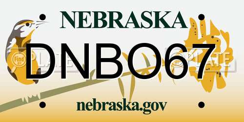 DNBO67 Nebraska License Plate