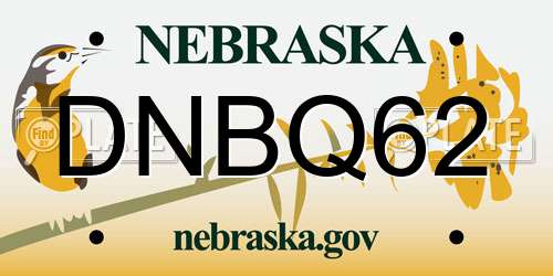 DNBQ62 Nebraska License Plate