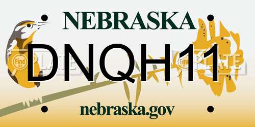 DNQH11 Nebraska License Plate