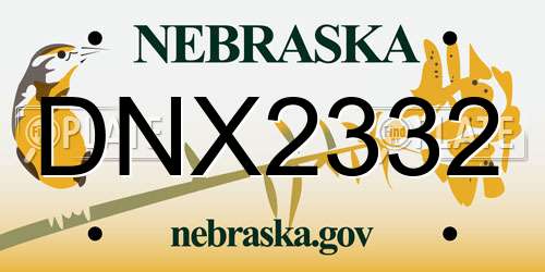 DNX2332 Nebraska License Plate