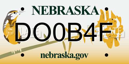 DO0B4F Nebraska License Plate