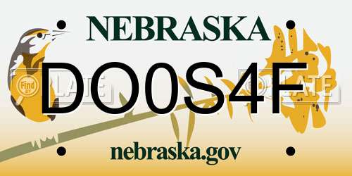 DO0S4F Nebraska License Plate