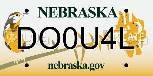 DO0U4L Nebraska License Plate