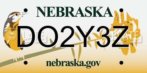 DO2Y3Z Nebraska License Plate