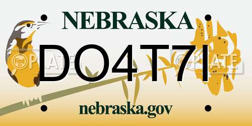 DO4T7I Nebraska License Plate