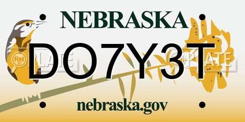 DO7Y3T Nebraska License Plate