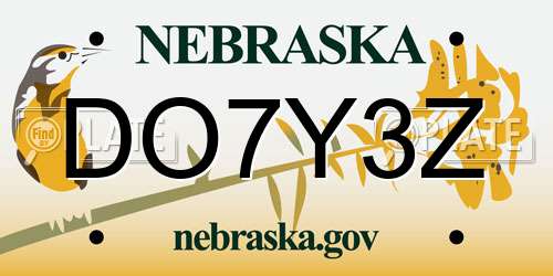DO7Y3Z Nebraska License Plate