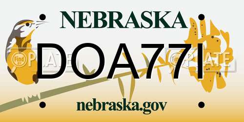 DOA77I Nebraska License Plate