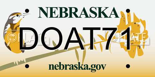 DOAT71 Nebraska License Plate