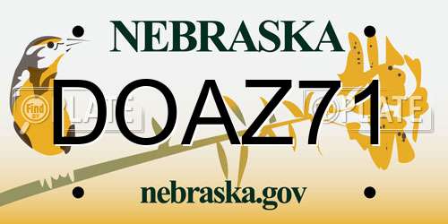DOAZ71 Nebraska License Plate