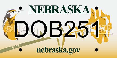 DOB251 Nebraska License Plate