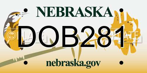 DOB281 Nebraska License Plate