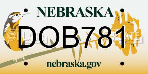 DOB781 Nebraska License Plate