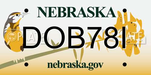 DOB78I Nebraska License Plate