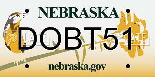 DOBT51 Nebraska License Plate