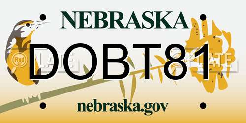DOBT81 Nebraska License Plate
